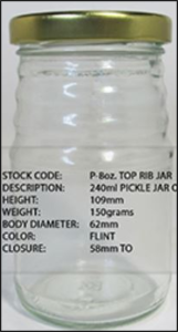 8oz Top Ribs 58mm lug cap finish